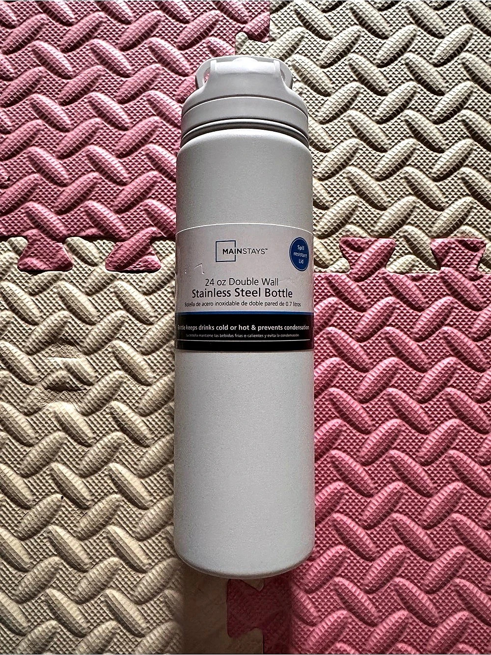 Mainstays 24 oz Double Wall Stainless Steel Bottle White NWT